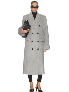 Lovers and Friends Evie Classic Double-Breasted Long Wool Coat - Light Gray